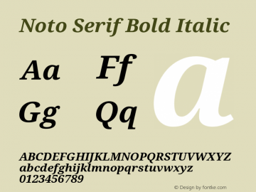 Noto Serif Bold Italic Version 1.02 Font Sample