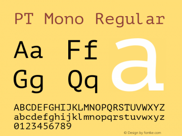 PT Mono Regular Version 1.001W OFL Font Sample