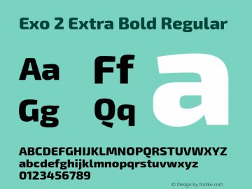Exo 2 Extra Bold Regular Version 1.001;PS 001.001;hotconv 1.0.70;makeotf.lib2.5.58329; ttfautohint (v0.92) -l 8 -r 50 -G 200 -x 14 -w 