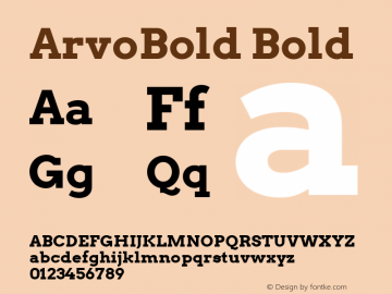 ArvoBold Bold Version 2.001 2013 Font Sample