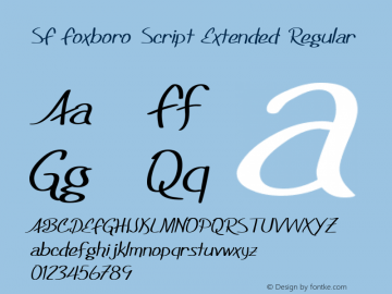 SF Foxboro Script Extended Regular ver 1.0; 2000. Freeware for non-commercial use. Font Sample