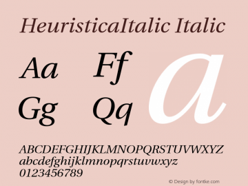 HeuristicaItalic Italic Version 1.0.1 Font Sample