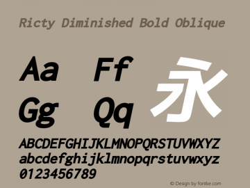 Ricty Diminished Bold Oblique Version 3.2.4 Font Sample