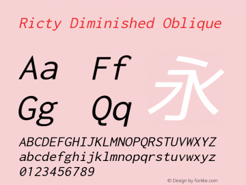 Ricty Diminished Oblique Version 3.2.4 Font Sample