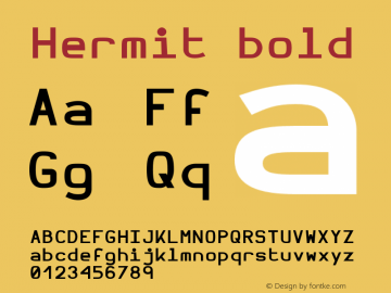 Hermit bold Version 1.21 Font Sample