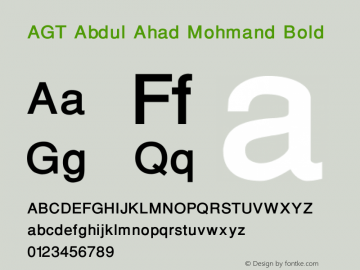 AGT Abdul Ahad Mohmand Bold Version 1.00 January 5, 2016, initial release Font Sample