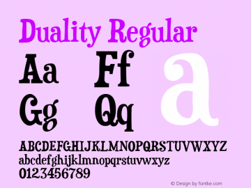 Duality Regular Version 5.001 Font Sample
