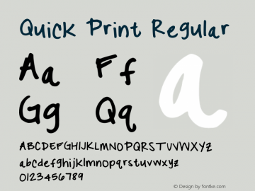 Quick Print Regular Version 2 Font Sample