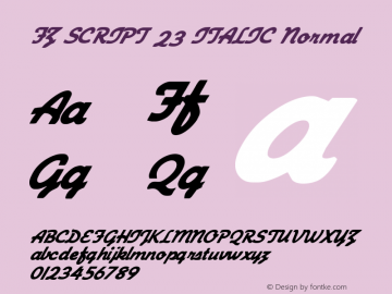 FZ SCRIPT 23 ITALIC Normal 1.000 Font Sample
