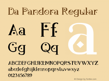 Da Pandora Regular Version 1.000;PS 001.000;hotconv 1.0.70;makeotf.lib2.5.58329 Font Sample