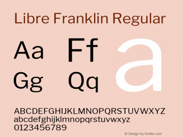 Libre Franklin Regular Version 1.001; ttfautohint (v1.4.1) Font Sample