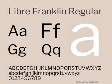 Libre Franklin Regular Version 1.001;PS 001.001;hotconv 1.0.88;makeotf.lib2.5.64775 Font Sample