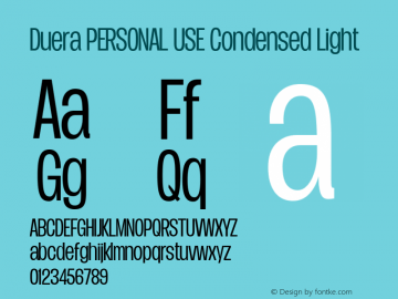 Duera PERSONAL USE Condensed Light Version 1.000图片样张