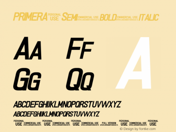 PRIMERA Semi-bold-italic Version 1.00 March 1, 2016, initial release Font Sample