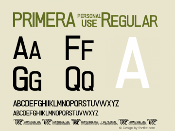 PRIMERA Regular Version 1.00 March 1, 2016, initial release Font Sample