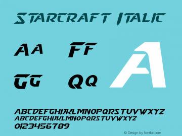 Starcraft Italic Version 1.50 December 17, 2013 Font Sample