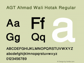 AGT Ahmad Wali Hotak Regular Version 1.00 March 21, 2016, initial release Font Sample