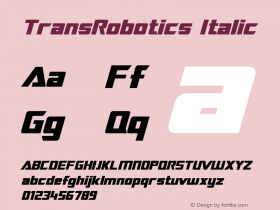 TransRobotics Italic Macromedia Fontographer 4.1 3/12/99 Font Sample