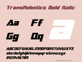 TransRobotics Bold Italic Macromedia Fontographer 4.1 3/12/99图片样张