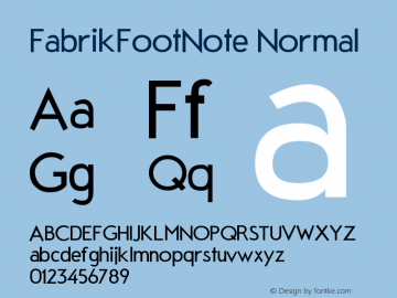 FabrikFootNote Normal Version Version 1.5 (20.02.2 Font Sample