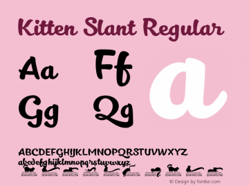 Kitten Slant Regular Version 1.000 Font Sample