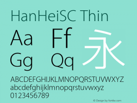 HanHeiSC Thin Version 10.11d16e14 Font Sample