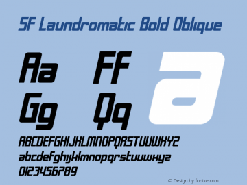 SF Laundromatic Bold Oblique Version 1.1 Font Sample