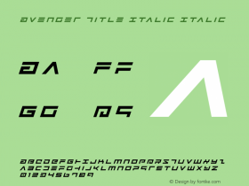 Avenger Title Italic Italic Version 2.0; 2016 Font Sample