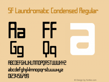 SF Laundromatic Condensed Regular ver 1.0; 2000. Font Sample