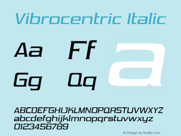 Vibrocentric Italic Version 4.000 Font Sample