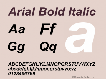 Arial Bold Italic MS core font:v1.00图片样张