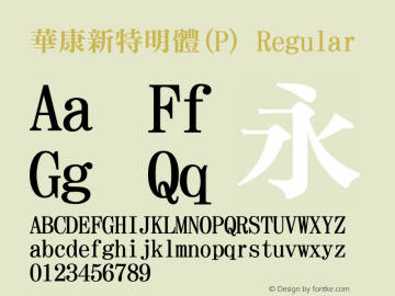 華康新特明體(P) Regular 1 July., 2000: Unicode Version 2.00图片样张