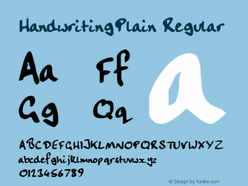 HandwritingPlain Regular Altsys Metamorphosis:26.10.1993 Font Sample