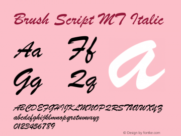 Brush Script MT Italic Version 1.52x图片样张