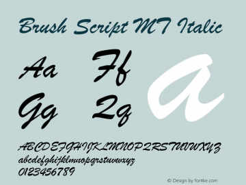 Brush Script MT Italic Version 1.01图片样张