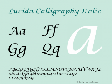 Lucida Calligraphy Italic Version 1.60 Font Sample