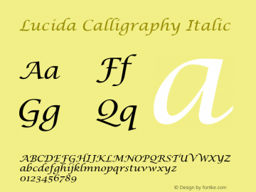 Lucida Calligraphy Italic Version 1.50 Font Sample