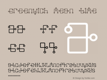 Greenwich Mean Time Frog: Greenwich Mean Time 3.12 (1998) Font Sample