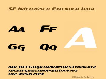 SF Intellivised Extended Italic Version 1.1 Font Sample
