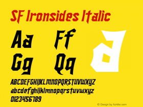 SF Ironsides Italic ver 1.0; 1999. Freeware for non-commercial use. Font Sample