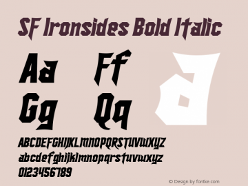 SF Ironsides Bold Italic Version 1.1 Font Sample