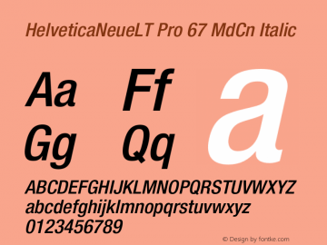 HelveticaNeueLT Pro 67 MdCn Italic Version 1.000;PS 001.000;Core 1.0.38 Font Sample