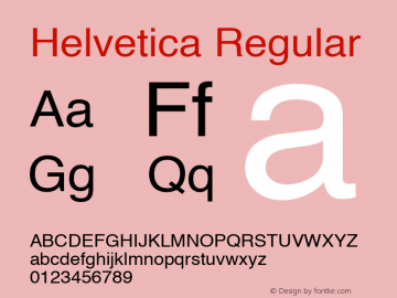 Helvetica Regular 1.0 Font Sample