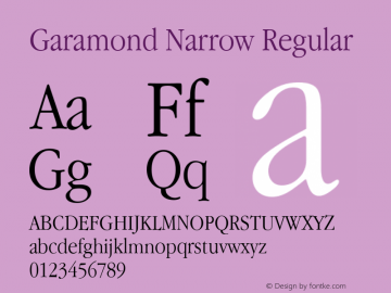 Garamond Narrow Regular 001.022 Font Sample