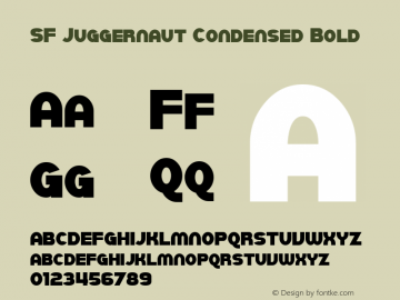 SF Juggernaut Condensed Bold 1.0 Font Sample