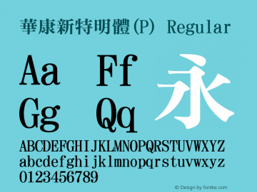 華康新特明體(P) Regular Version 2.00 Font Sample