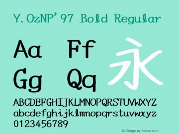 Y.OzNP'97 Bold Regular Version 10.21 Font Sample