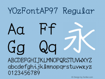 YOzFontAP97 Regular Version 12.00 Font Sample
