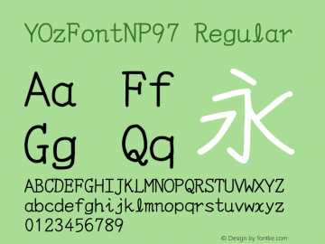 YOzFontNP97 Regular Version 12.00 Font Sample