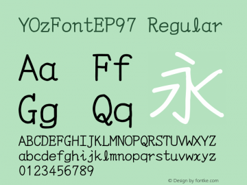 YOzFontEP97 Regular Version 12.00 Font Sample